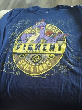 Disney Figment Graphic Tee - Navy Blue with Yellow and Purple